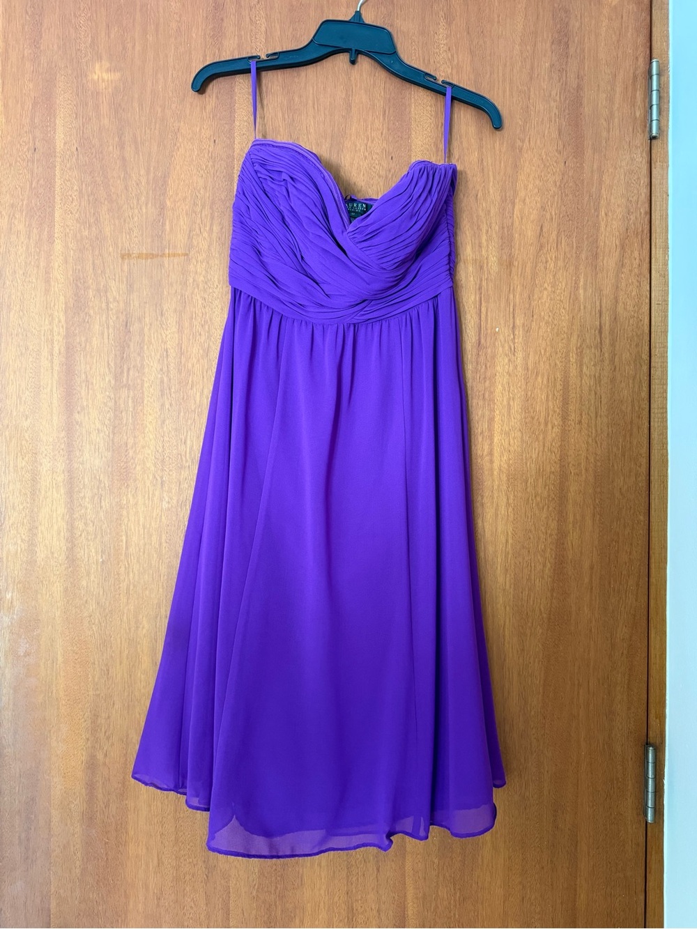 Ralph Lauren Purple Strapless Chiffon Midi Dress